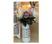 Buchet flori artificiale, trandafiri, alb/ roz, 50 cm  50 см