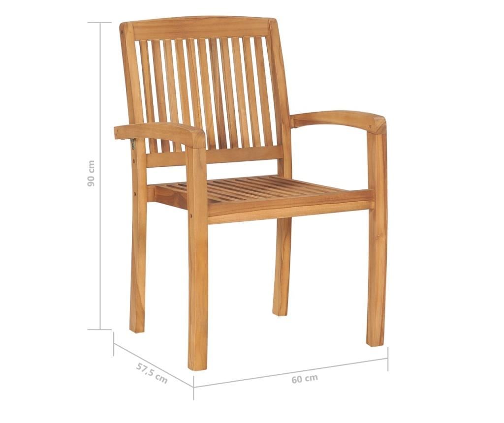 Градински столове с черни възглавници, 2 бр., масивно дърво тик - 11