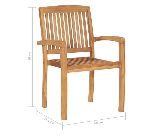 Градински столове с червен кариран десен, 2 бр., Масивно дърво тиково дърво