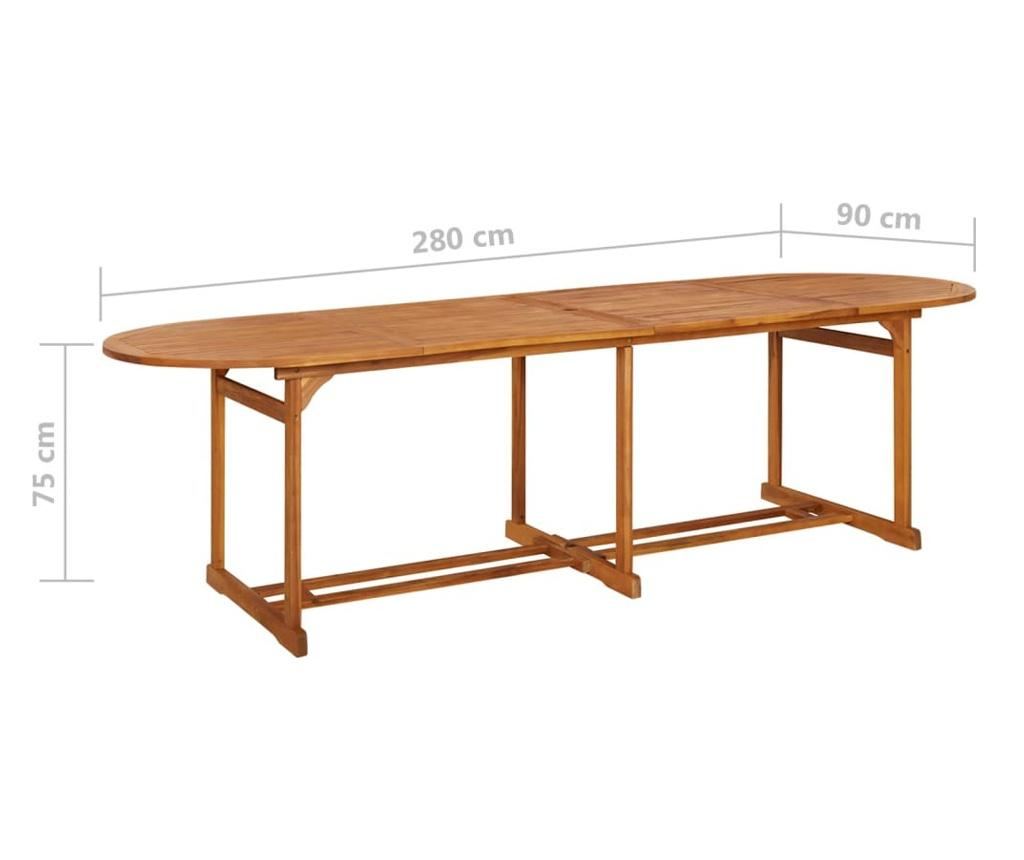 Градинска маса, 280x90x75 см, масивна акациева дървесина - 6