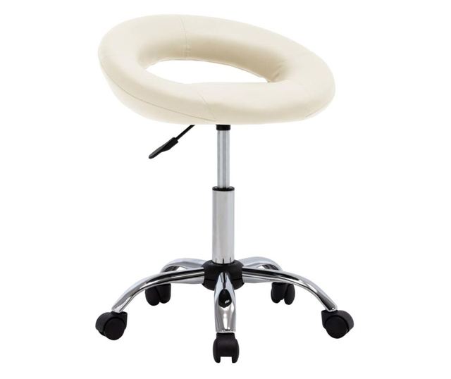 Vrtljiv kuhinjski stol, krem barva, umetno usnje