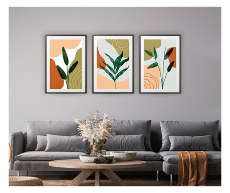 Set 3 tablouri luxury botanical pattern, 30x40 cm