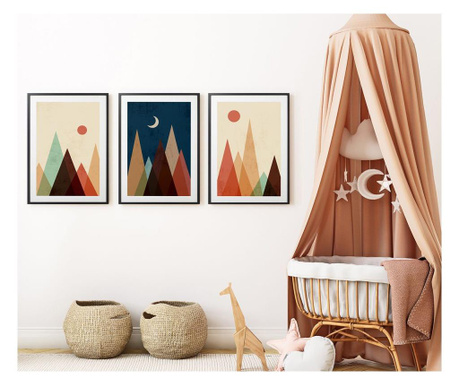 Set 3 tablouri pentru copii bohemian mountains, 30x40 cm