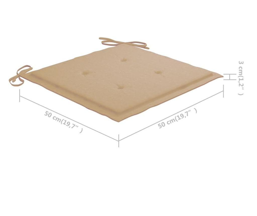 Vrtne stolice s bež jastucima, 2 kom, masivno tikovo drvo - 10