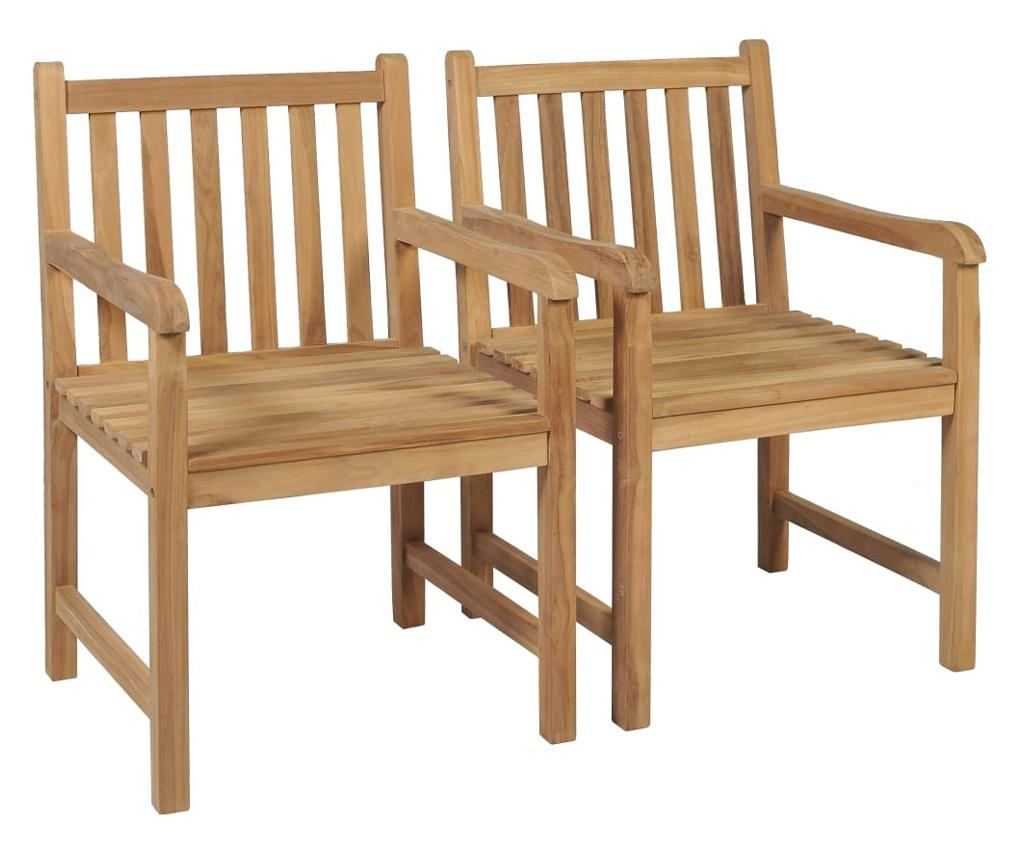 Градински столове с яркозелени възглавници, 2 бр., Масивно тиково дърво - 8