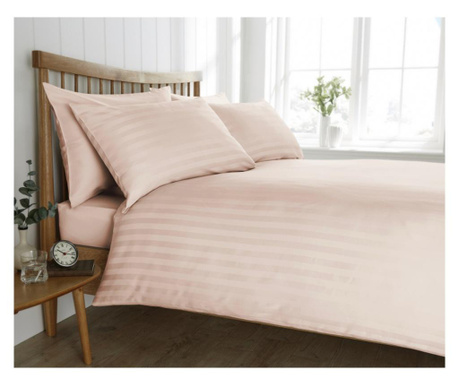 Lenjerie pat heritage sateen stripe pink 200tc king Heritage Collection