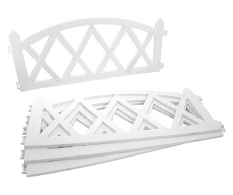 Gard de gradina decorativ, plastic, alb, set 4 buc, 59.5x33cm