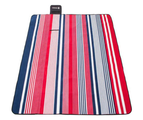 Одеяло за пикник, райета, червено, 200x200 см, Springos