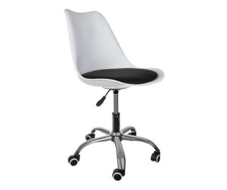 Офис стол, въртящ се, бял с черна седалка, 51x77 / 87 см, malatec