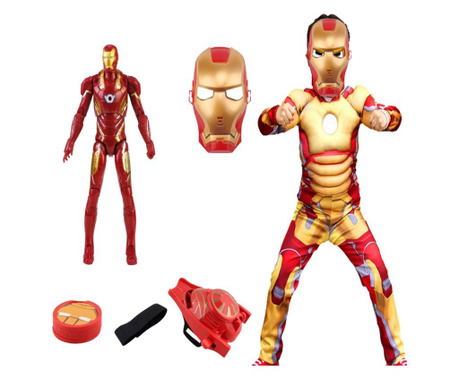 Klasyczny zestaw kostiumu Iron Mana z mięśniami i akcesoriami dla chłopców w wieku 5-7 lat 110-120 cm