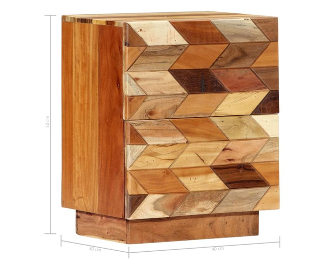 Noptieră, 40 x 30 x 50 cm, lemn masiv reciclat
