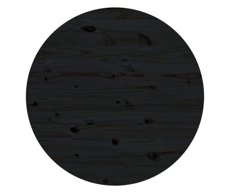 Blat de masă, negru, Ø90x2,5 cm, lemn masiv de pin