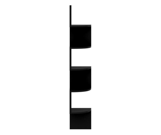 Raft de perete de colț, negru extralucios, 19x19x123 cm, PAL