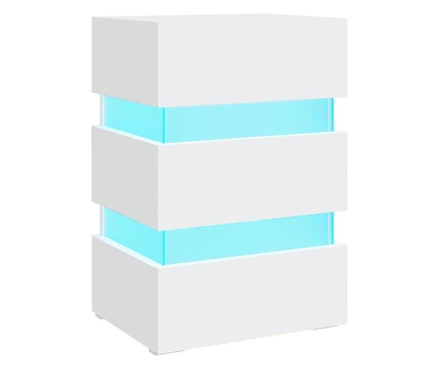 Szafka nocna z LED, biała, 45x35x67 cm, płyta wiórowa