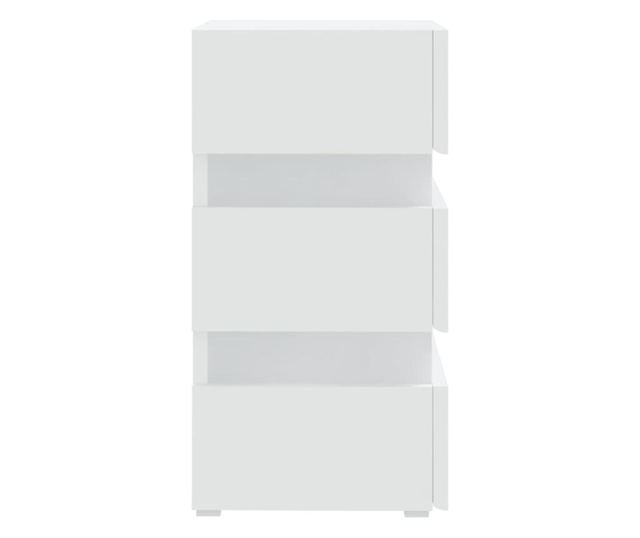 Szafka nocna z LED, biała, 45x35x67 cm, płyta wiórowa