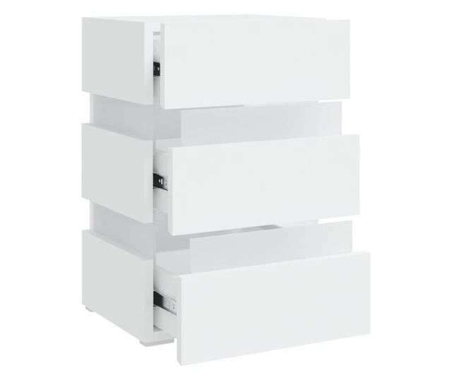 Szafka nocna z LED, biała, 45x35x67 cm, płyta wiórowa