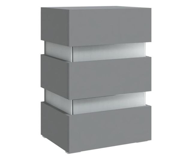 Szafka nocna z LED, szara, 45x35x67 cm, płyta wiórowa