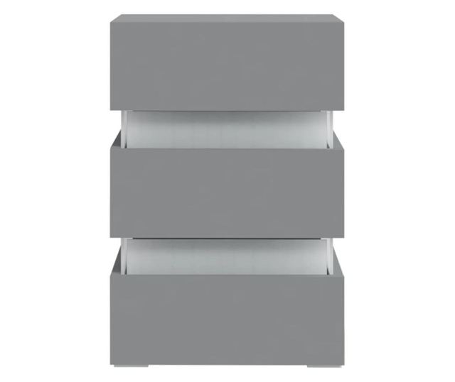 Szafka nocna z LED, szara, 45x35x67 cm, płyta wiórowa