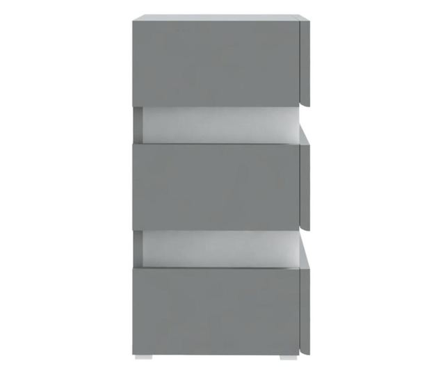 Szafka nocna z LED, szara, 45x35x67 cm, płyta wiórowa