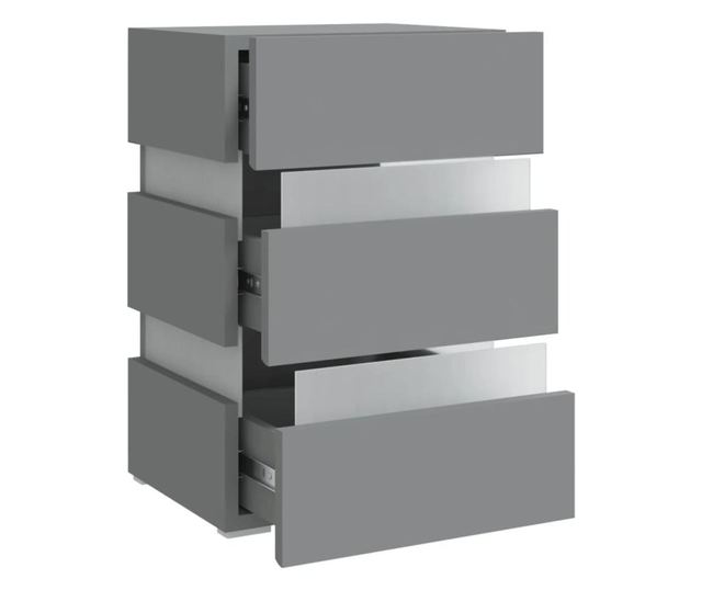 Szafka nocna z LED, szara, 45x35x67 cm, płyta wiórowa