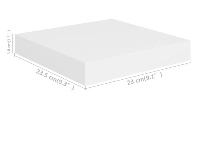 Rafturi de perete suspendate, 4 buc., alb, 23x23,5x3,8 cm, MDF