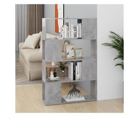 Knjižna omara/Separator prostora, siva beton, 80x24x124,5 cm, MDF
