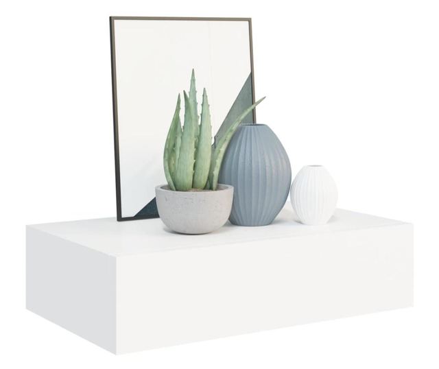 Raft de perete cu sertar, alb, 40x23,5x10 cm, MDF