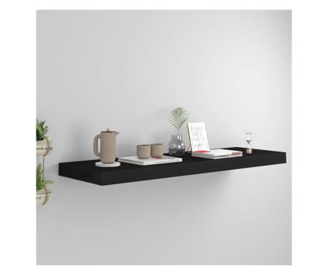 Nástěnná police, černá, 80x23,5x3,8 cm, MDF