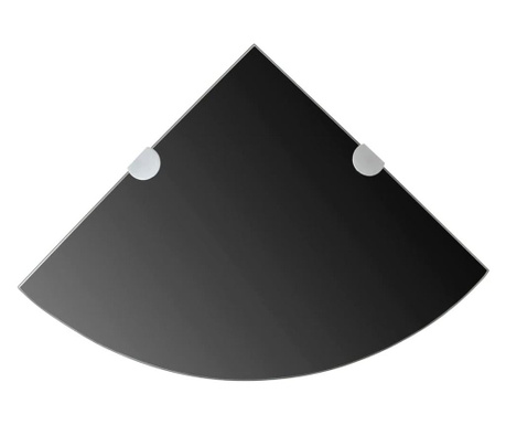 Rafturi de colț cu suporturi crom 2 buc. negru 35x35 cm sticlă