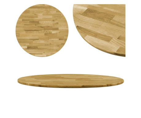 Blat de masă, lemn masiv de stejar, rotund, 23 mm, 800 mm