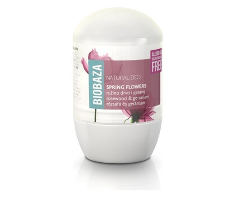 Deodorant natural pentru femei SPRING FLOWERS (trandafiri si geranium), Biobaza, 50 ml