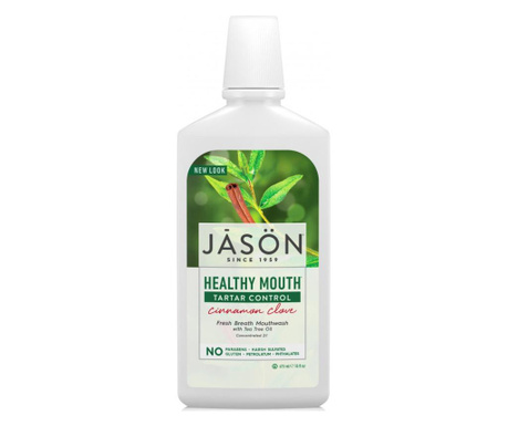 Apa de gura Healthy Mouth cu tea-tree si scortisoara pt gingiile iritate, Jason, 473 ml