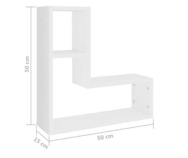 Rafturi de perete, 2 buc., alb, 50x15x50 cm, PAL