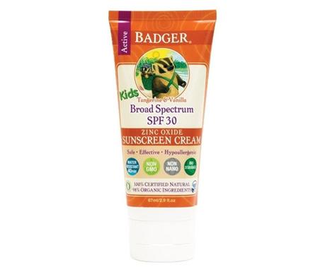 Crema protectie solara spf 30 cu mandarine si vanilie pentru copii, Badger, 87 ml