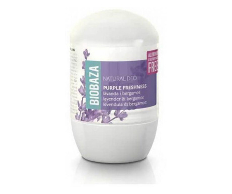 Deodorant natural pentru femei PURPLE FRESHNESS lavanda si bergamota, Biobaza, 50 ml