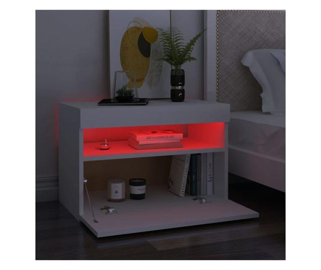 LED-es jjeliszekrny, fehr, 60x35x40 cm, feldolgozott fa