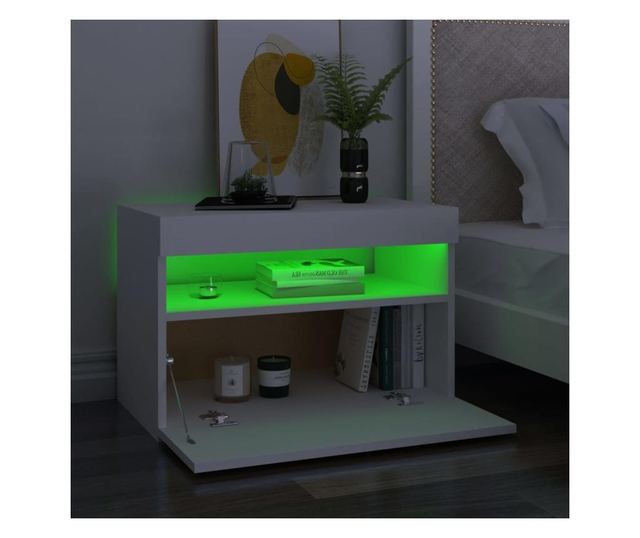 LED-es jjeliszekrny, fehr, 60x35x40 cm, feldolgozott fa