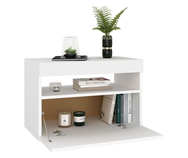LED-es jjeliszekrny, fehr, 60x35x40 cm, feldolgozott fa