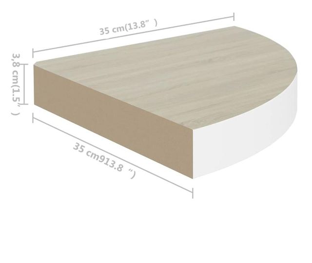 Sarokpolc, tlgy s fehr, 35x35x3,8 cm, MDF