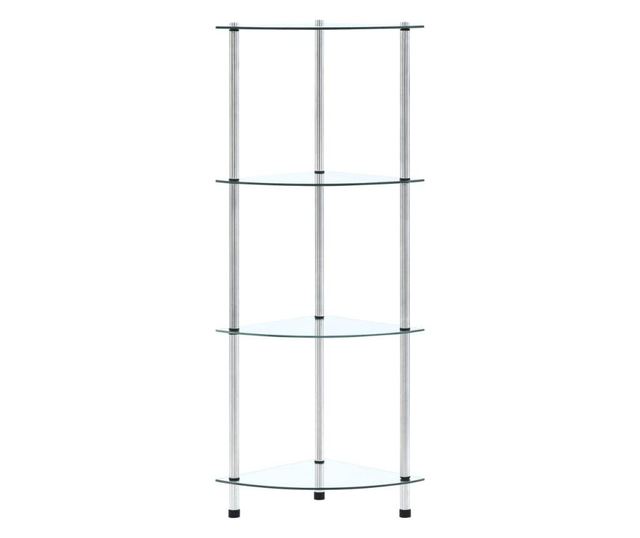 Raft cu 4 niveluri transparent, 30x30x100 cm, sticlă securizată