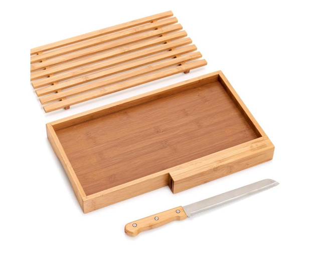 Zeller Daska za kruh i nož, bambus, 39,5x23,5x4 cm, 25225
