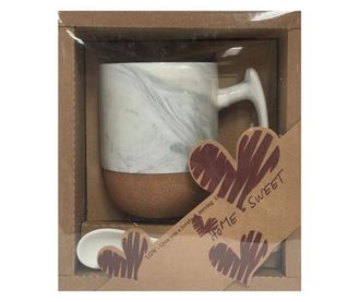 Set porculanska šalica i žličica u poklon pakiranju, MARBLE