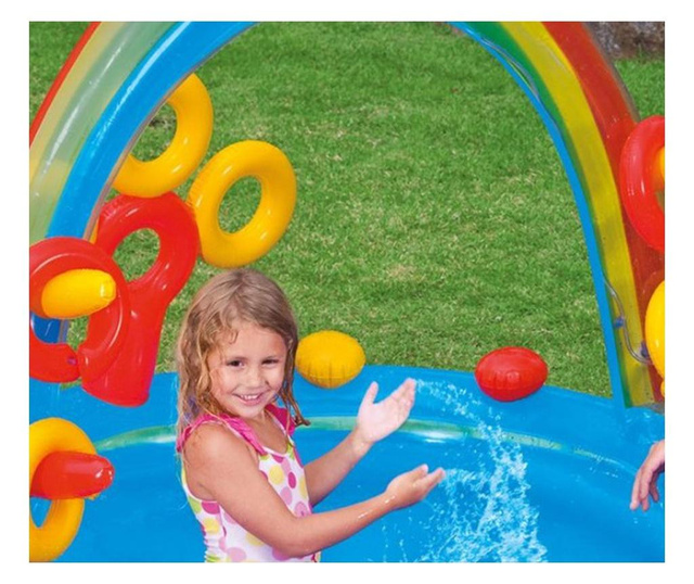 Piscina gonflabila tip spatiu de joaca cu tobogan pentru copii, cu pulverizator, de curte si gradina, 2.95 x 1.90 x 1.35 m, mult