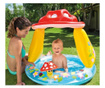 Piscina gonflabila bebe, tip spatiu de joaca pentru curte si gradina, cu acoperis protectie soare, 100x85 cm, multicolor, Topi T