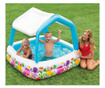 Piscina gonflabila bebe, tip spatiu de joaca pentru curte si gradina, cu acoperis demontabil, 155x120 cm, multicolor, Topi Toy