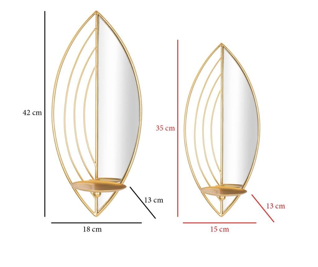 SUPORT LUMÂNĂRI DE PERETE FRUNZĂ SET 2 BUC CM 18X13X41-15X13X35 - 6
