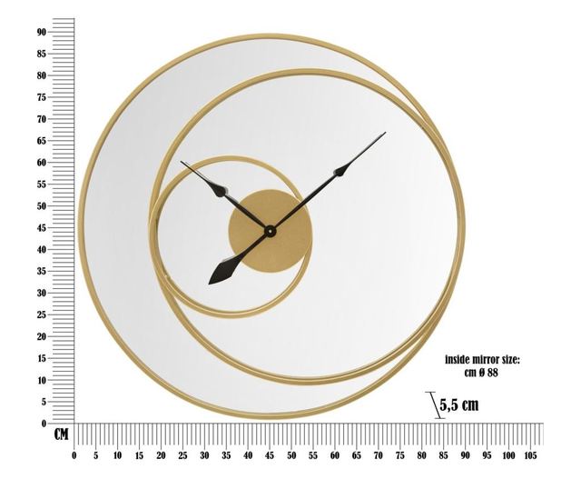 OGLINDĂ DE PERETE CU CEAS CM Ø 90X5,5