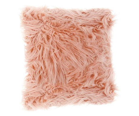 Perna decorativa pufoasa, cu blana roz, husa detasabila, 40 x 40 cm, Topi Dreams