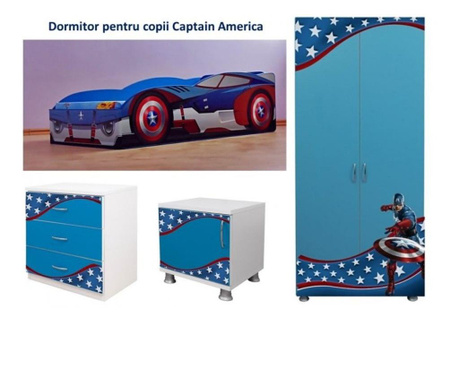 Mobilier complet pentru copii Captain America, pentru 2-8 ani