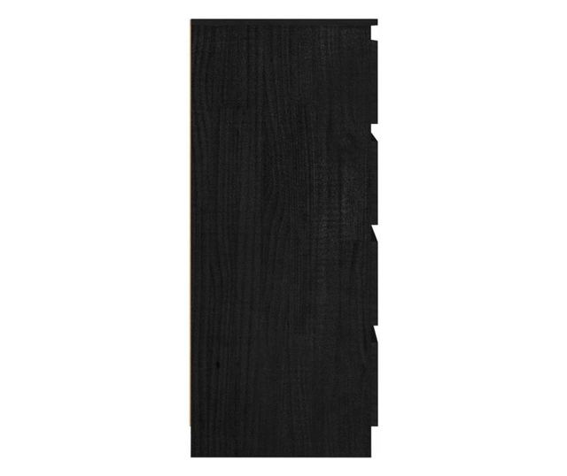 Dulap lateral, negru, 60x36x84 cm, lemn masiv de pin